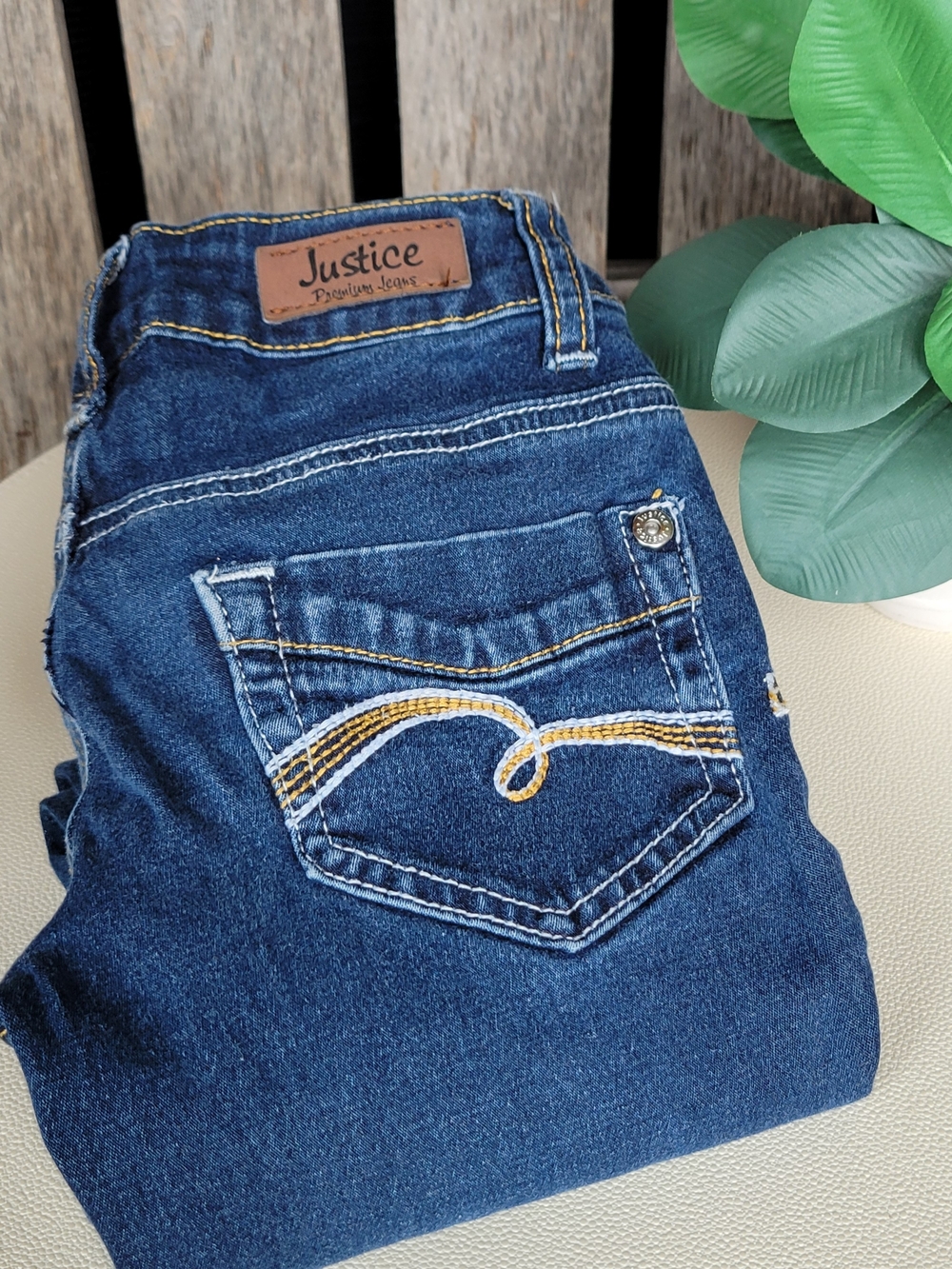 Justice Girls' Dark Blue Stretch Jeans